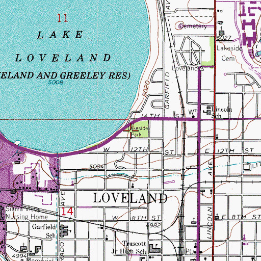 Topographic Map of Lakeside Park, CO