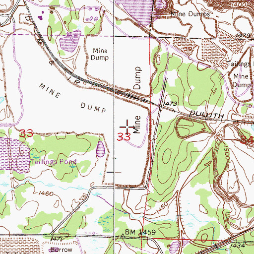 Topographic Map of Douglas Tailings Dike, MN
