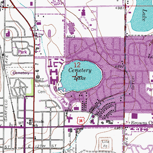 Topographic Map of Cemetery Lake, CO