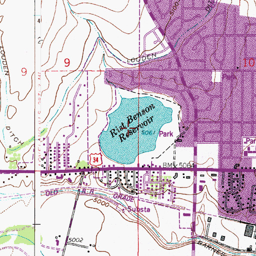 Topographic Map of Rist Benson Reservoir, CO