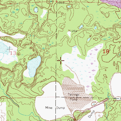 Topographic Map of Arcturus Tailings Basin, MN