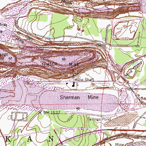 Topographic Map of Sherman Group Tailings Dike, MN