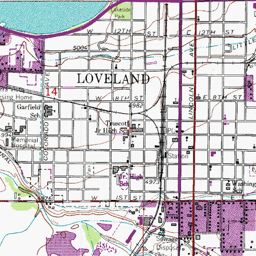 Topographic Map of Truscott Elementary School, CO
