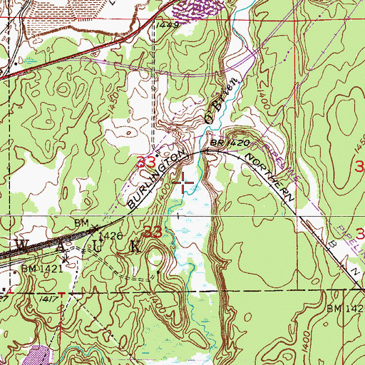 Topographic Map of O'Brien North Dam, MN