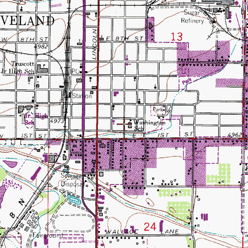 Topographic Map of Washington School, CO