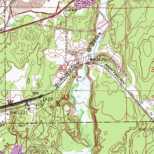Topographic Map of Reservoir Number Four, MN