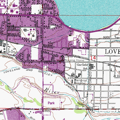 Topographic Map of Sierra Vista Nursing Home, CO
