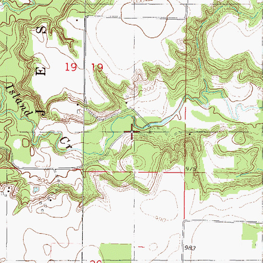 Topographic Map of High Island Creek Dam, MN