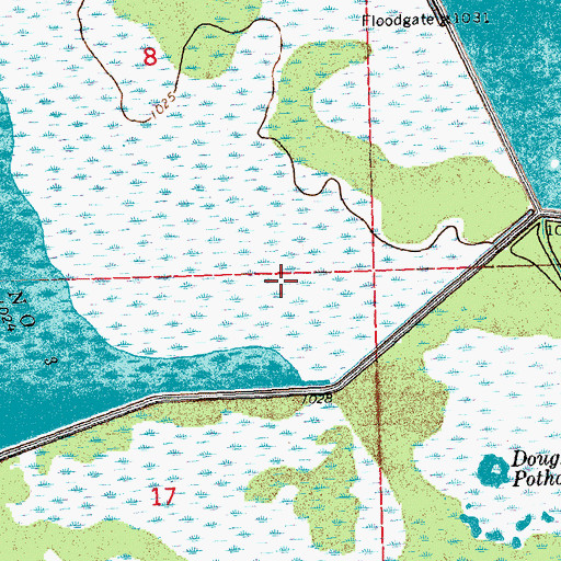 Topographic Map of Roseau River Wildlife Management Area Pool 2 Dam, MN