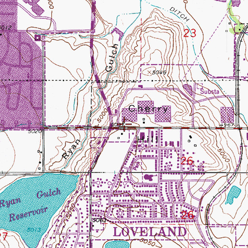 Topographic Map of Cherry Hill, CO