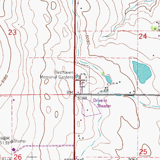 Topographic Map of Resthaven Memorial Gardens, CO