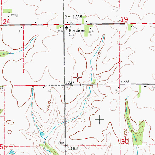 Topographic Map of Warren Township Road Structure Dam, MN