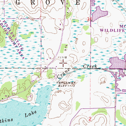 Topographic Map of Watkins Lake Dam, MN
