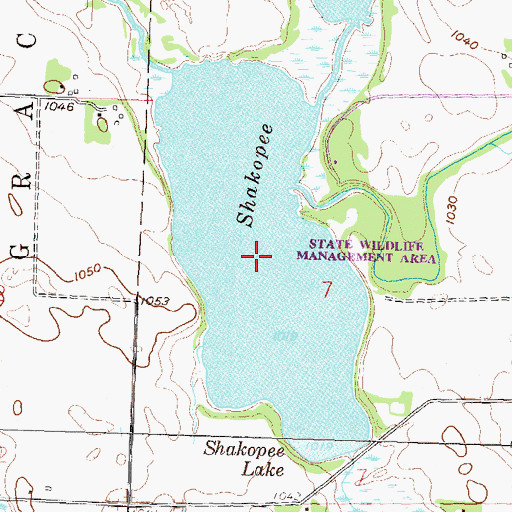 Topographic Map of Shakopee Lake, MN