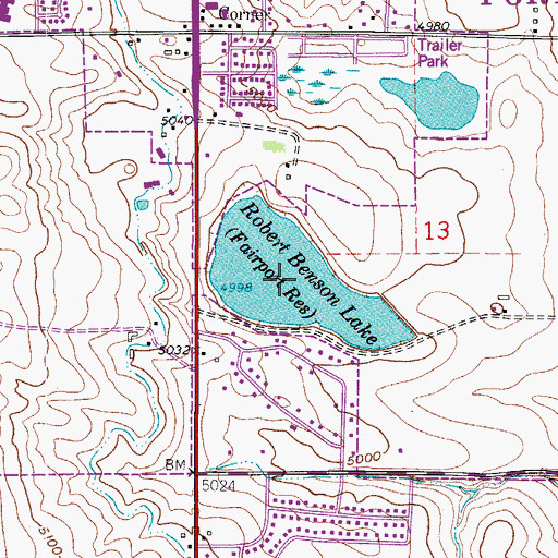 Topographic Map of Robert Benson Lake, CO