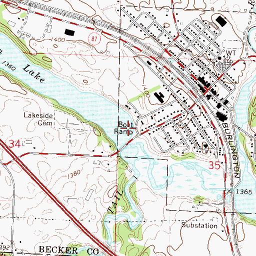 Topographic Map of Town Lake Dam, MN