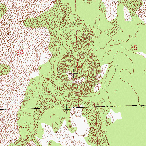 Topographic Map of Lost Woman Crater, NM