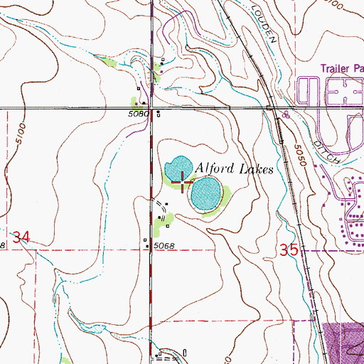 Topographic Map of Alford Lakes, CO