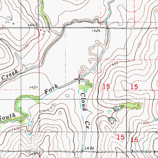 Topographic Map of Cloud Creek, OK