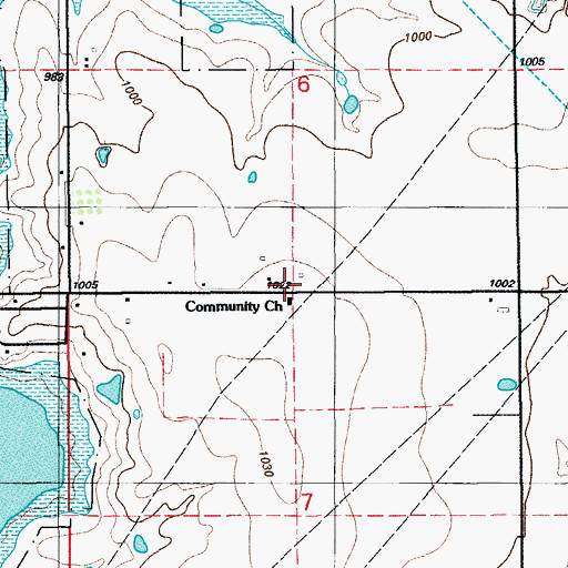Topographic Map of Community Church, OK