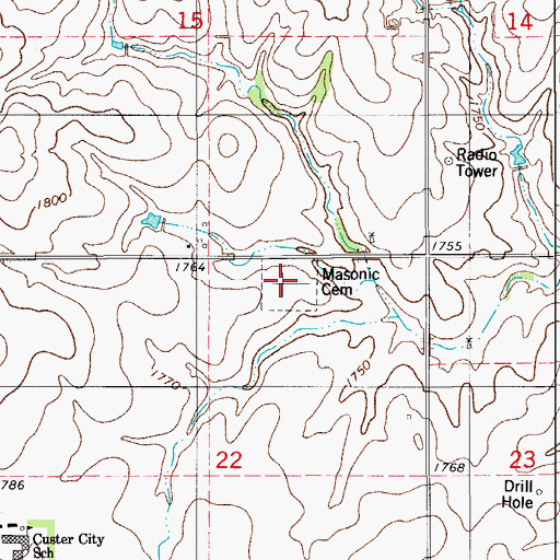 Topographic Map of Masonic Cemetery, OK
