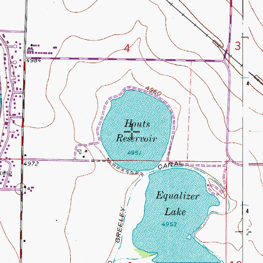 Topographic Map of Houts Reservoir, CO