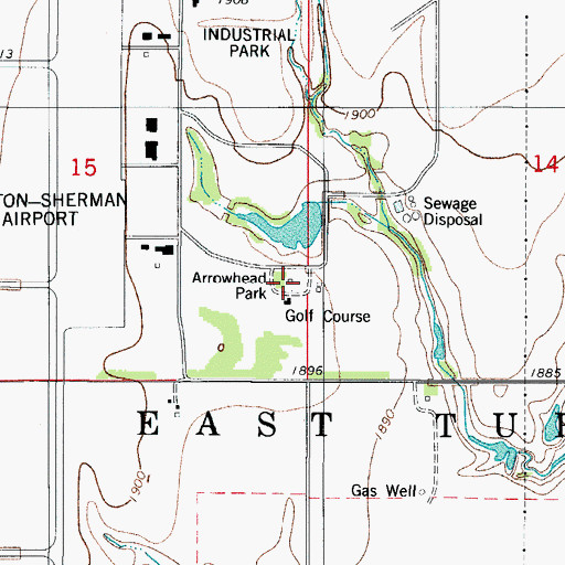 Topographic Map of Arrowhead Park, OK