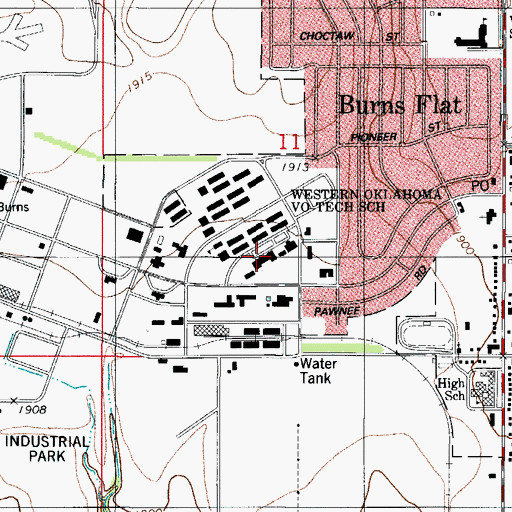 Topographic Map of Western Technology Center, OK