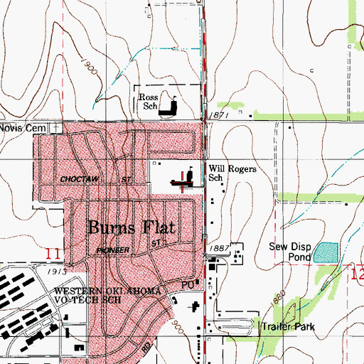 Topographic Map of Will Rogers Elementary School, OK
