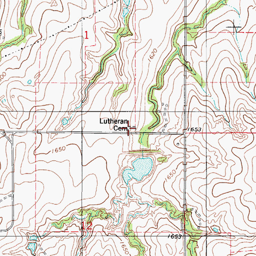 Topographic Map of Lutheran Cemetery, OK