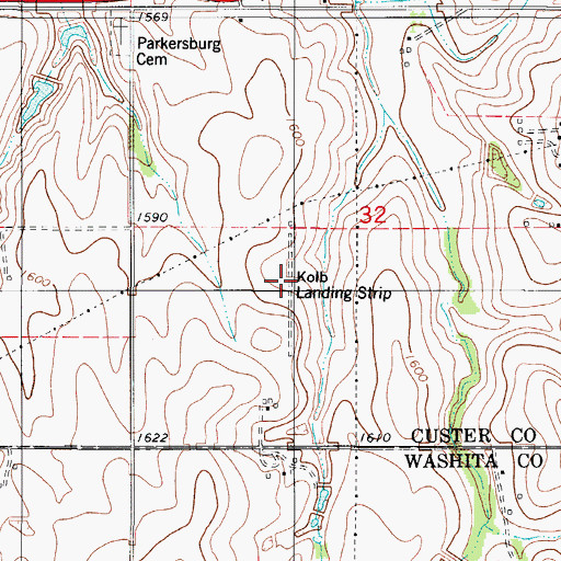 Topographic Map of Kolb Landing Strip (historical), OK