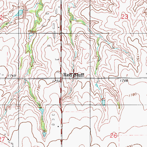 Topographic Map of Red Bluff, OK