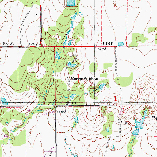 Topographic Map of Camp Winkler, OK