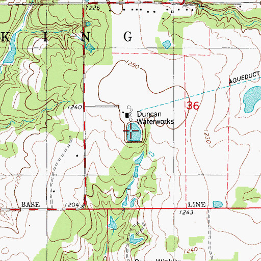 Topographic Map of Duncan Waterworks, OK