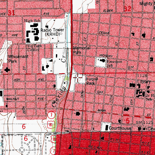 Topographic Map of Fuqua Park, OK