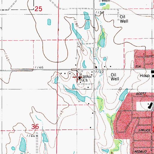Topographic Map of Bible Church, OK