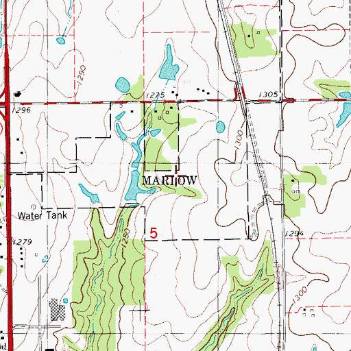 Topographic Map of Marlow, OK