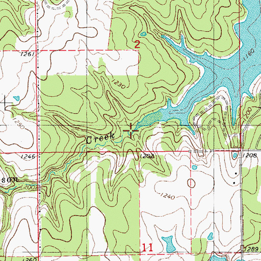Topographic Map of Thompson Creek, OK