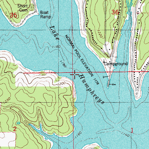 Topographic Map of Lake Humphreys, OK