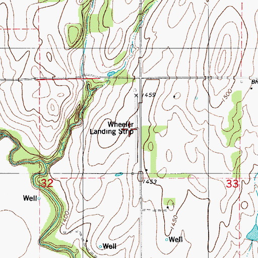 Topographic Map of Wheeler Landing Strip (historical), OK