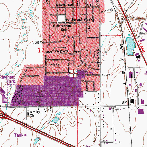 Topographic Map of Gadberry Park, OK