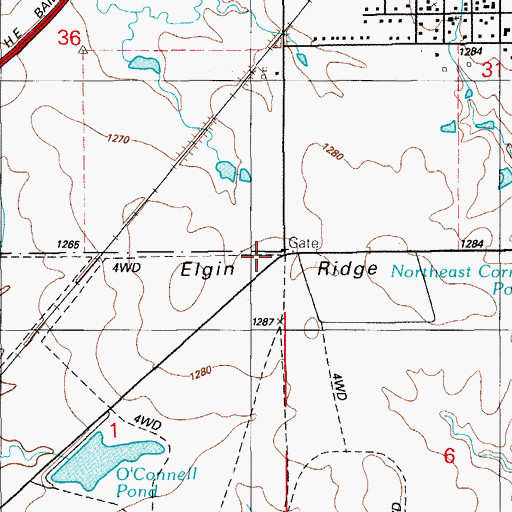 Topographic Map of Elgin Ridge, OK