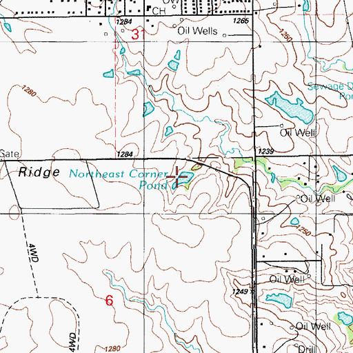 Topographic Map of Northeast Corner Pond, OK
