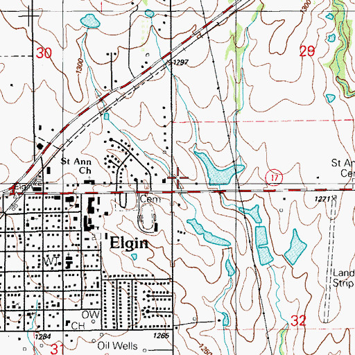 Topographic Map of Saint Ann Church, OK