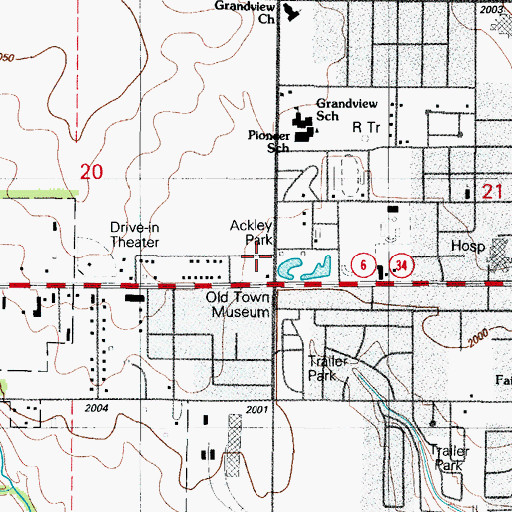 Topographic Map of Old Town Museum, OK