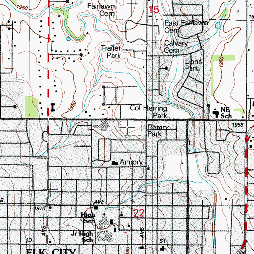 Topographic Map of Rotary Park, OK