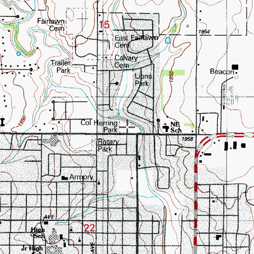 Topographic Map of Colonel Herring Park, OK