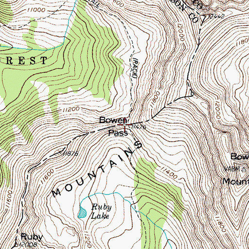 Topographic Map of Bowen Pass, CO