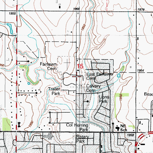 Topographic Map of East Fairlawn Cemetery, OK