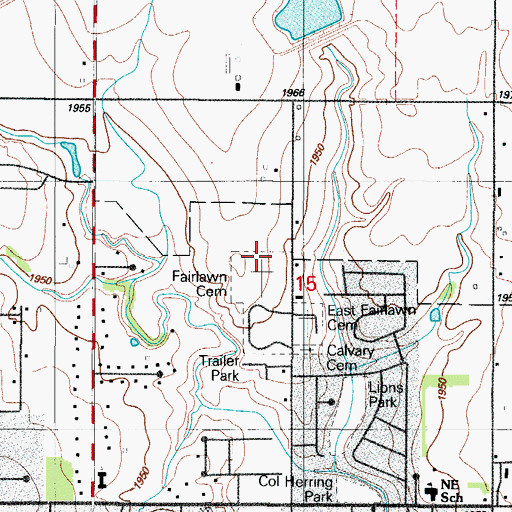 Topographic Map of Fairlawn Cemetery, OK